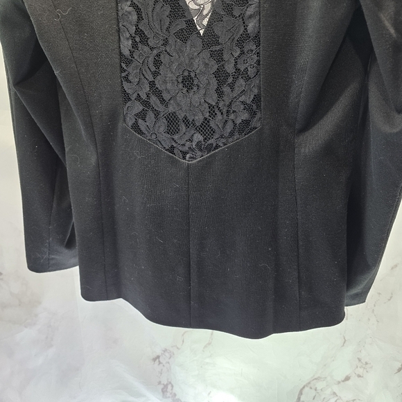 Boston Proper Blazer Womens Small Black Lace Crochet Sleeve Jacket Office - Picture 7 of 10